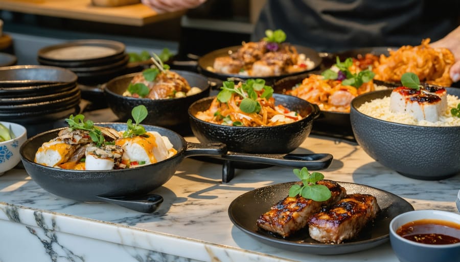 Fresh Asian noodles being served in a Vancouver restaurant