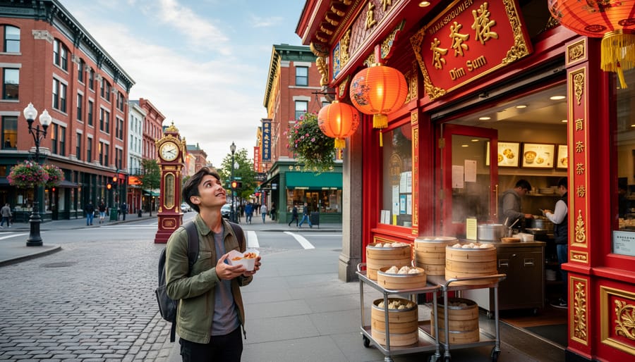 Coffee and bamboo steamer dim sum in Gastown and Chinatown storefront surroundings